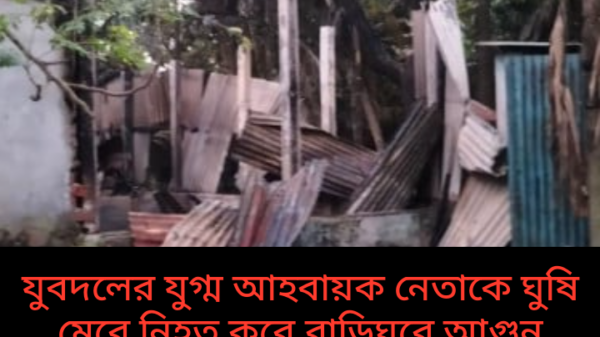 যুবদলের যুগ্ম আহবায়ক নেতাকে ঘুষি মেরে নিহত করে,বাড়িঘরে আগুন